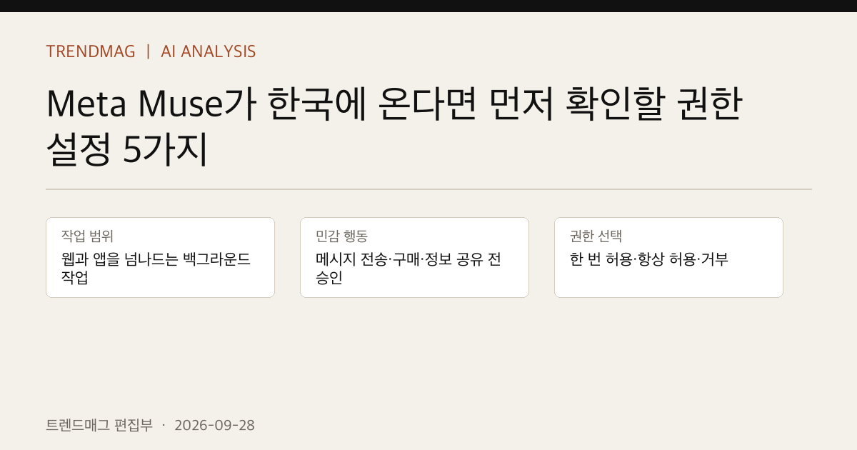 Meta Muse가 한국에 온다면 먼저 확인할 권한 설정 5가지 핵심 사실 표지