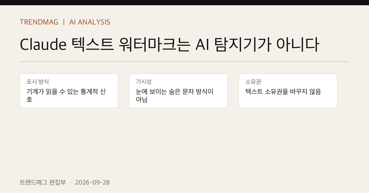 Claude 텍스트 워터마크는 AI 탐지기가 아니다 핵심 사실 표지