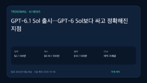GPT-6.1 Sol 출시…GPT-6 Sol보다 싸고 정확해진 지점 핵심 사실 요약 도표