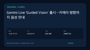 Gemini Live ‘Guided Vision’ 출시…카메라 방향까지 음성 안내 핵심 사실 요약 도표